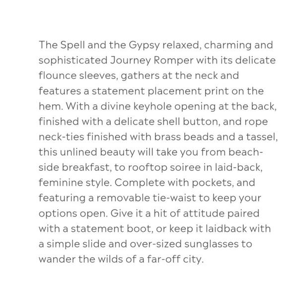 Spell & The Gypsy Journey Romper Size XS Boho Chic Festival New - Picture 10 of 12